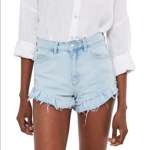 Topshop Moto Ruffle Hem Kiri Cutoffs